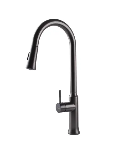 Смеситель для кухни с выдвижным изливом Globus Lux Alpen SBT1-2033-GP нержавеющая сталь, графит - 3