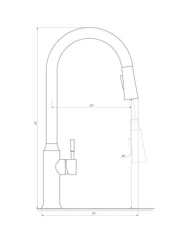 Смеситель для кухни с выдвижным изливом Globus Lux Alpen SBT1-2033-GP нержавеющая сталь, графит - 7