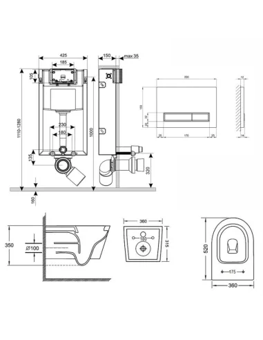 Інсталяція з унітазом Q-Tap Nest QT07335176W0133M425M08V1384W 3 в 1, 3/8 літра - 2