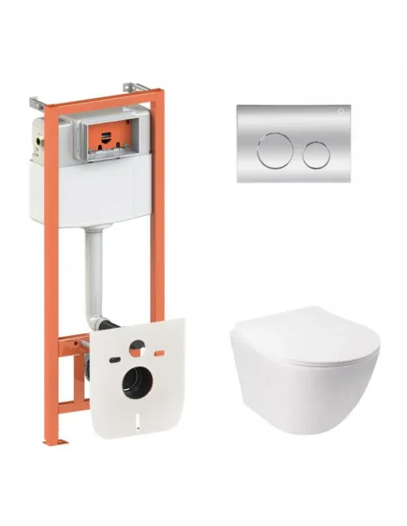 Инсталляция с унитазом Q-Tap Nest QT07335176W0133M425M11112CRM 3 в 1, 3/8 литра - 1