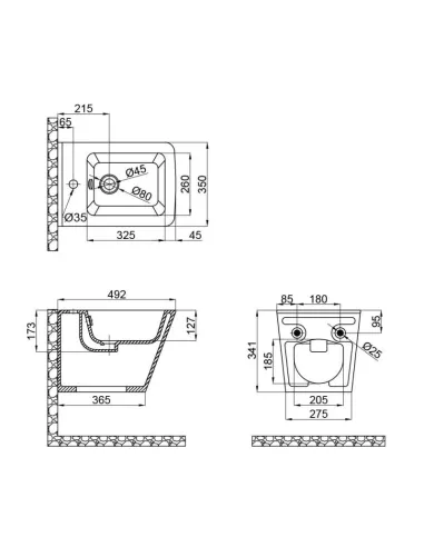 Біде підвісне Q-Tap Tern White QT1755052FW, 485x345x330 мм - 2