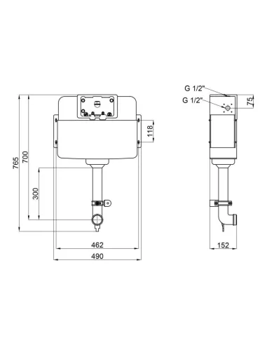 Сливной бачок для инсталляции унитаза Q-Тap Nest QT0122490S4Q1, 3/6 литров, скрытого монтажа - 2