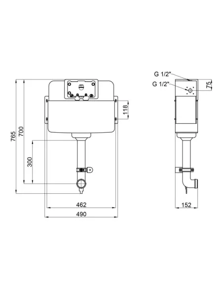 Сливной бачок для инсталляции унитаза Q-Тap Nest QT0122490S4Q1, 3/6 литров, скрытого монтажа - 2