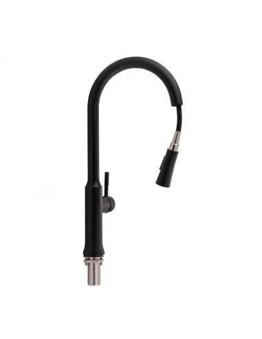 Змішувач для кухні з висувним виливом Q-Tap Baruska QTBAR9137103UB Black Matt - 3