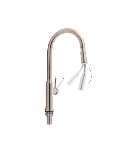 Смеситель для кухни с выдвижным изливом Q-Тap Baruska QTBAR9137103UN Brushed Nickel PVD - 3