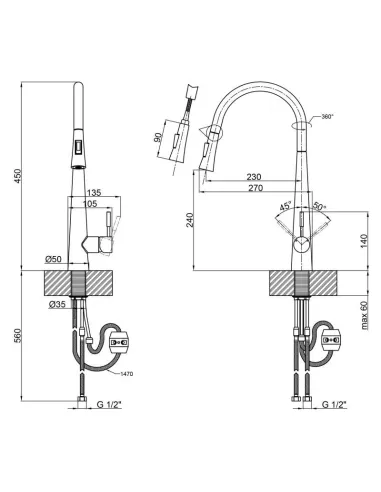 Змішувач для кухні з висувним виливом Q-Tap Evicka QTEVI9135103UC Chrome - 2