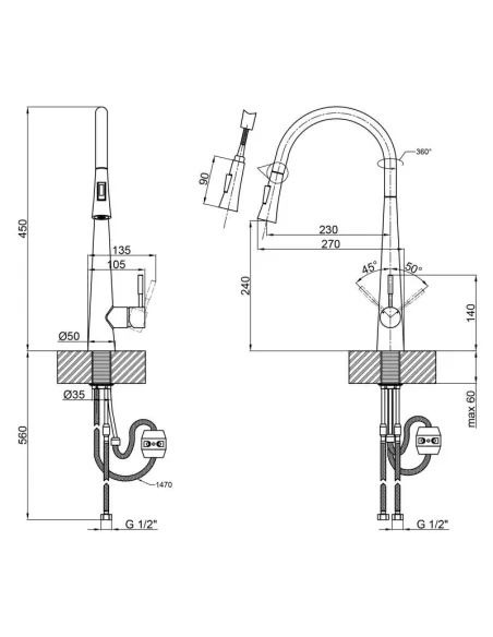 Змішувач для кухні з висувним виливом Q-Tap Evicka QTEVI9135103UC Chrome - 2