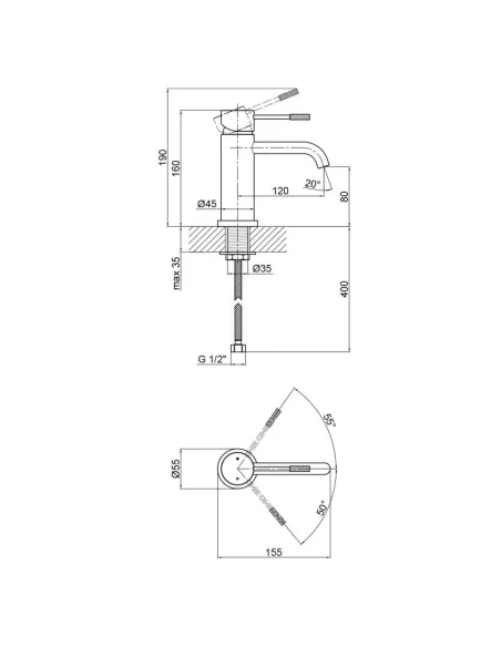 Змішувач для ванни та раковини Q-Tap Scorpio QTSCOR1050105B Black Matt - 2