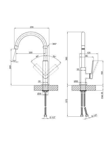 Змішувач для кухні з латуні Q-Tap Slavonice QTSLA9042103UB Black Matt - 2