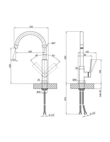 Змішувач для кухні з латуні Q-Tap Slavonice QTSLA9042103UB Black Matt - 2