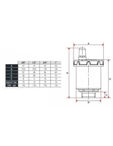 Воздухоотводчик автоматический Itap Chrom 362 1/2 дюйма - 3