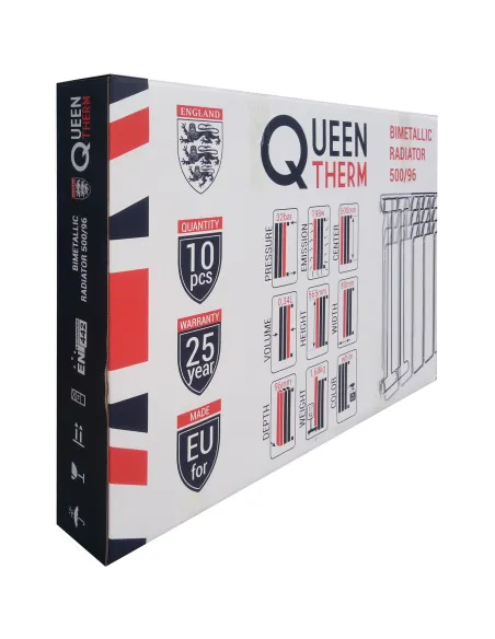 Радіатор біметалічний Queen Therm 500/96, 10 секцій - 7