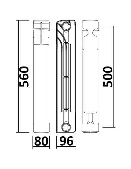 Радіатор біметалічний Queen Therm 500/96, 10 секцій - 8