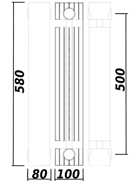 Радіатор біметалічний Queen Therm Universal 500/100, 10 секцій - 2