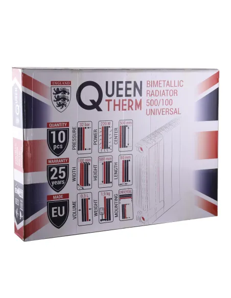 Радіатор біметалічний Queen Therm Universal 500/100, 10 секцій - 8