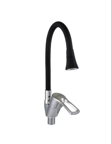 Змішувач для кухні Domino Sirius DSV-203SA-B01 хром, чорний гофровилив - 1