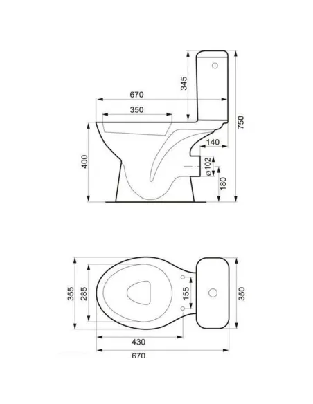 Унитаз-компакт Cersanit 679 President 010 3/6 л, боковой подвод воды, горизонтальный слив, сиденье - 2