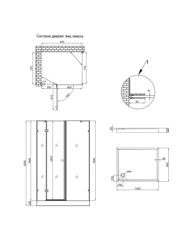 Душова кабіна з низьким піддоном Q-Тap Capricorn CRM1018RC6 Clear, прямокутна - 5