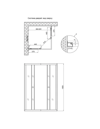 Душова кабіна без піддону Lidz Wawel SC90x90.SAT.LOW.FR, квадратна - 3