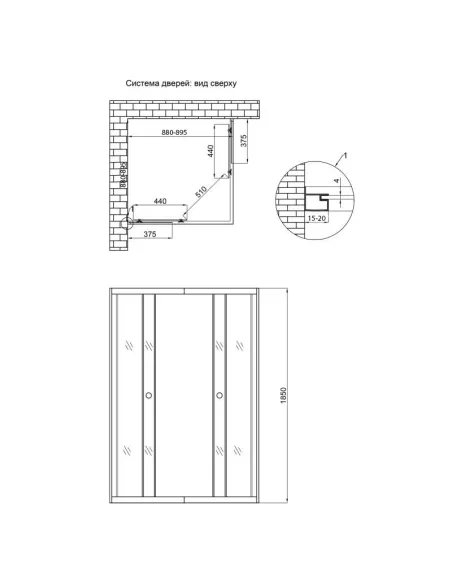 Душова кабіна без піддону Lidz Wawel SC90x90.SAT.LOW.FR, квадратна - 3