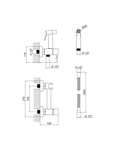 Змішувач із гігієнічним душем Lidz Aria NEW LDARINEWBLA43394 Black - 3