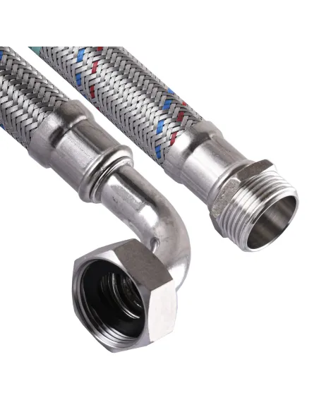 Антивибрационный шланг Solomon LG27 AI HS3002 НВ, угловой, нержавеющая сталь, 1 х 1/2 дюйма, 0,6 метра - 1