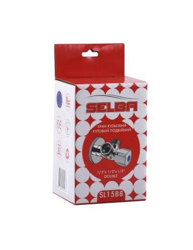  Приладовий кран кульовий подвійний кутовий Selba Double SL1588 1/2 х 1/2 х 1/2 дюйма - 6