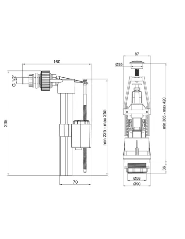 Запорная арматура на унитаз Lidz WHI 60 02 K001 03 с клапаном боковой подачи - 2