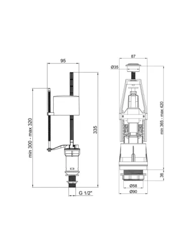 Запорная арматура на унитаз Lidz WHI 60 02 K001 04 с клапаном нижней подачи - 2