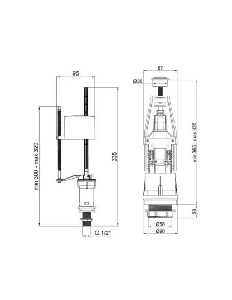 Запорная арматура на унитаз Lidz WHI 60 02 K001 04 с клапаном нижней подачи - 2