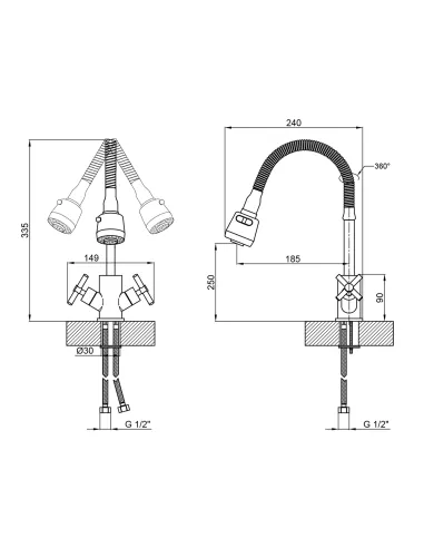 Смеситель для кухни с гибким изливом Lidz Wind 013F4 LDWIN013F4CRM43391 Chrome - 2