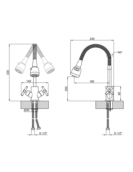 Смеситель для кухни с гибким изливом Lidz Wind 013F4 LDWIN013F4CRM43391 Chrome - 2