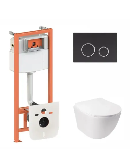 Инсталляция с унитазом Q-Tap Jay Ultra Quiet QT07335177W45136 4 в 1, 3/8 литра - 1