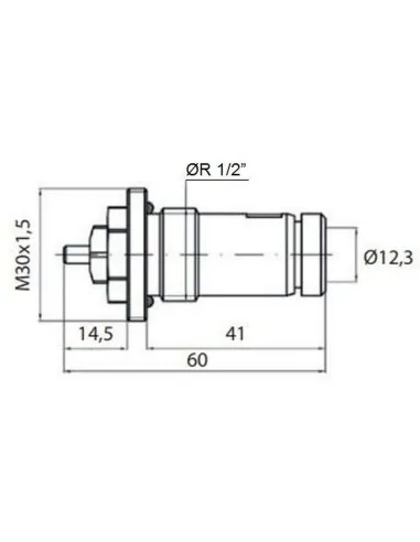 Клапан під термоголовку Solomon Outer М30x1,5 панельного радіатора Professional NV-QP 5200 1/2 дюйма - 3