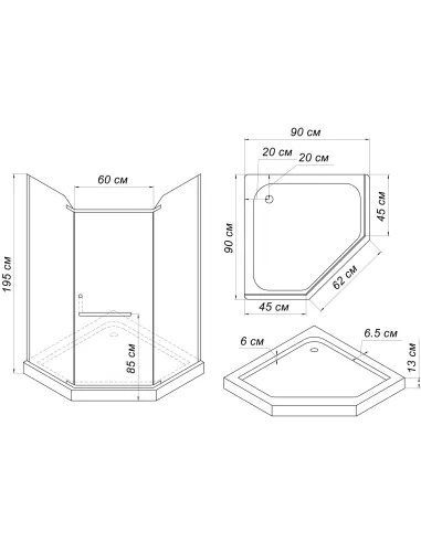 Душевая кабина с низким поддоном Bravo RABA 90ВТ - 2
