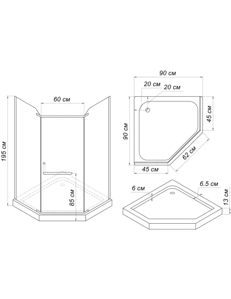 Душова кабіна з низьким піддоном Bravo RABA 90ВТ - 2
