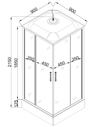 Гидробокс с низким поддоном Bravo NIDA L90В с душевым набором, поддон 13 см - 2