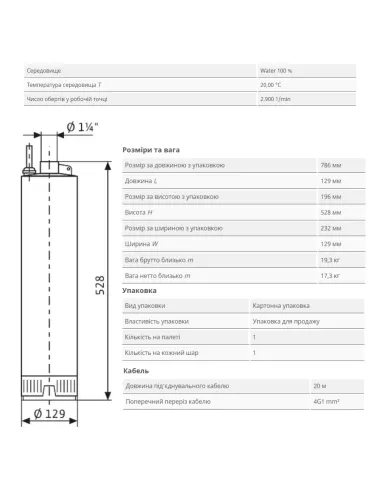 Колодязний насос Wilo TWI 5 306 1.25 дюйма, кабель 20 метрів, з нижнім парканом води - 5