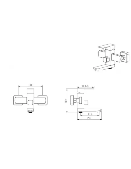 Смеситель для ванны Venta VC302KS, нержавеющая сталь, сатин - 4