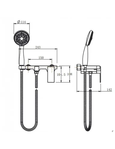 Змішувач для ванни Venta VC373PS без виливу, нержавіюча сталь, сатин - 4