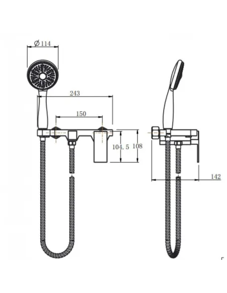 Змішувач для ванни Venta VC373PS без виливу, нержавіюча сталь, сатин - 4