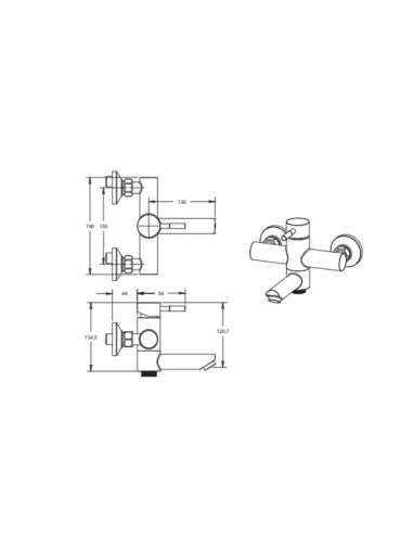 Змішувач для ванни Venta VS312KS, нержавіюча сталь, сатин - 5