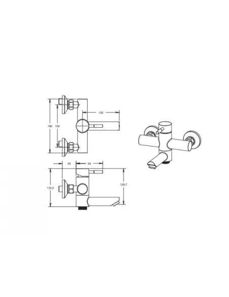 Смеситель для ванны Venta VS312KS, нержавеющая сталь, сатин - 5