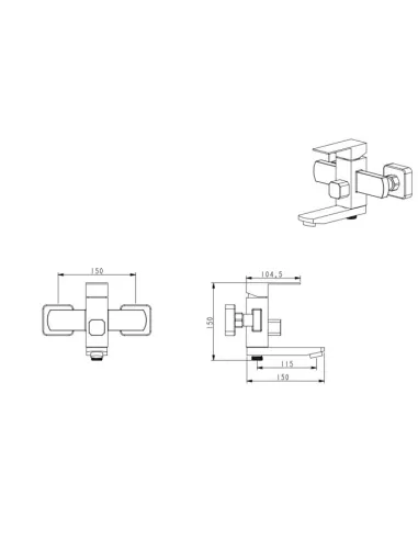 Смеситель для ванны Venta VC302KB, нержавеющая сталь, черный - 5