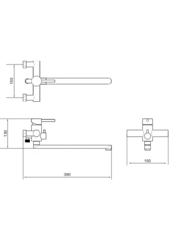 Смеситель для ванны Venta VS302DS, нержавеющая сталь, сатин - 2