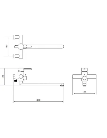 Смеситель для ванны Venta VS302DS, нержавеющая сталь, сатин - 2