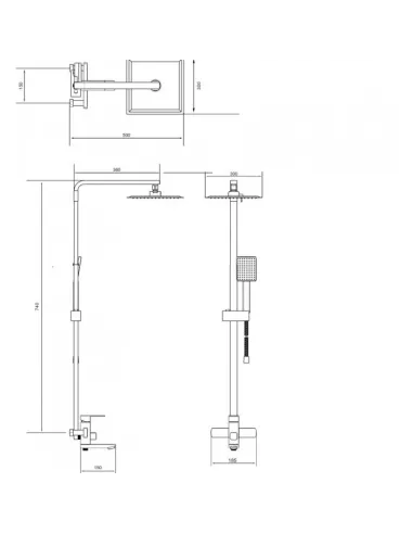 Душева система з виливом Venta VC603KS, нержавіюча сталь, сатин - 4
