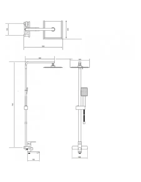 Душева система з виливом Venta VC603KS, нержавіюча сталь, сатин - 4