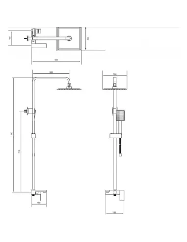 Душевая система с изливом Venta VC623LS, нержавеющая сталь, сатин - 3