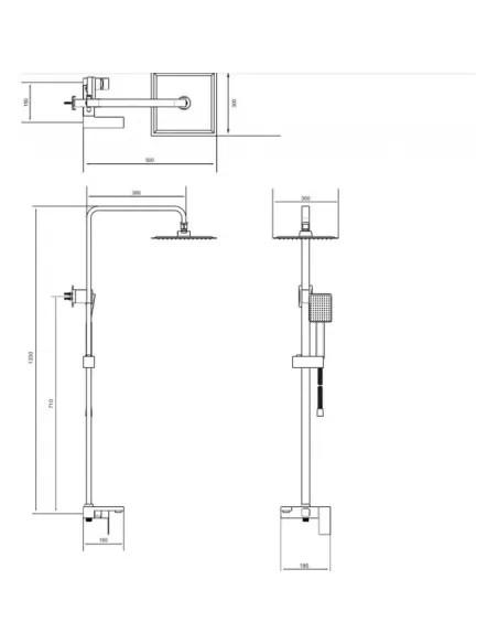 Душевая система с изливом Venta VC623LS, нержавеющая сталь, сатин - 3